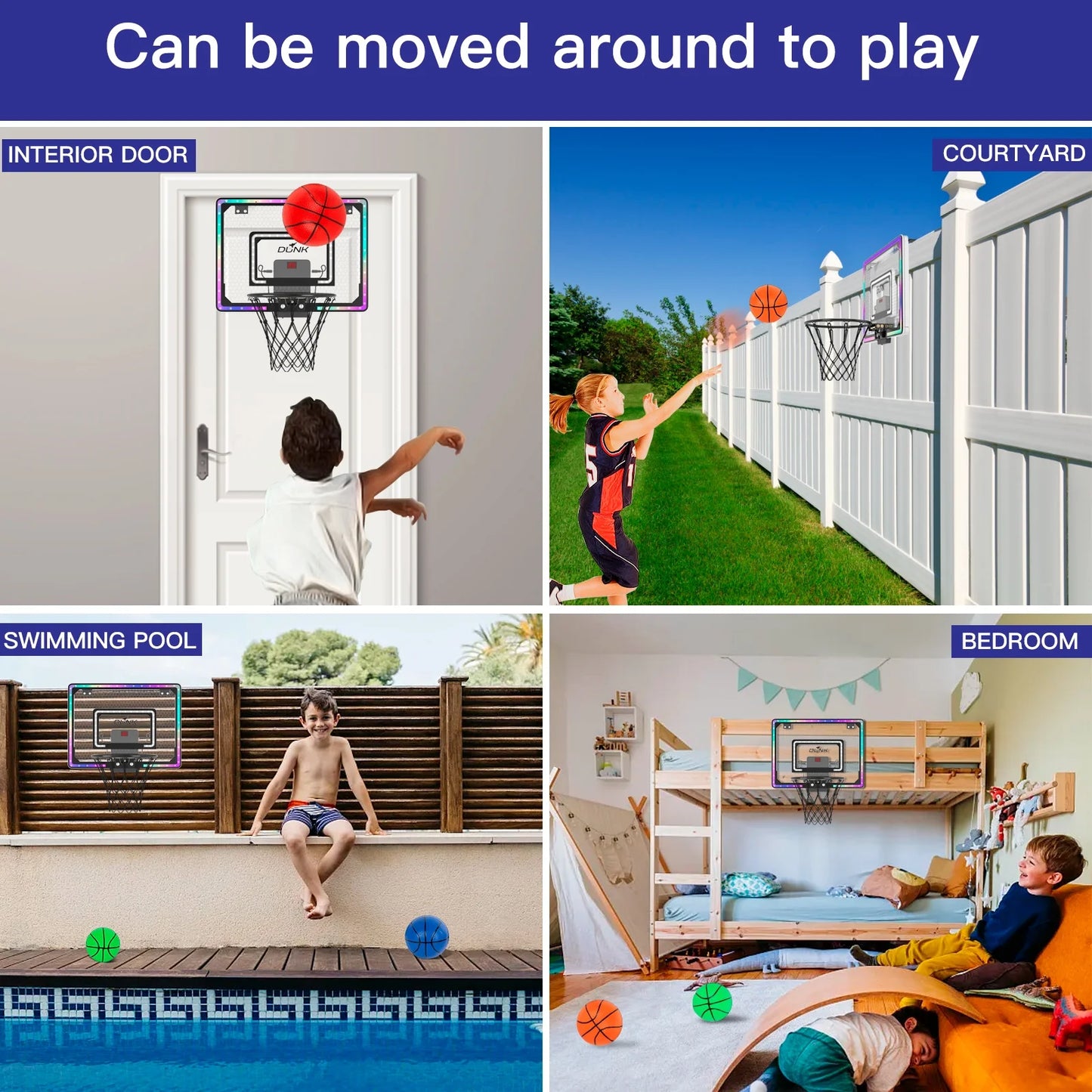 LED Lights Easy Install Toy Sports Equipment with Basketball Hoop, Multicolor