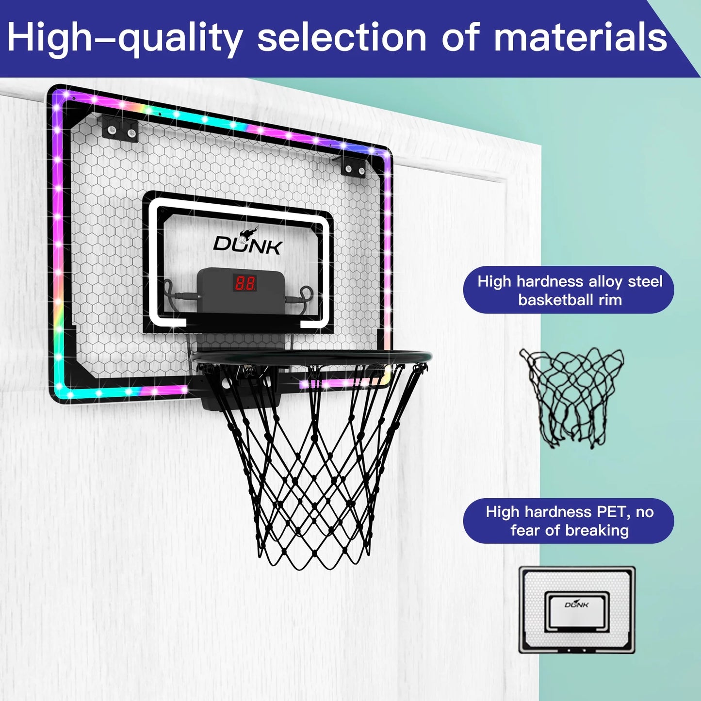 LED Lights Easy Install Toy Sports Equipment with Basketball Hoop, Multicolor