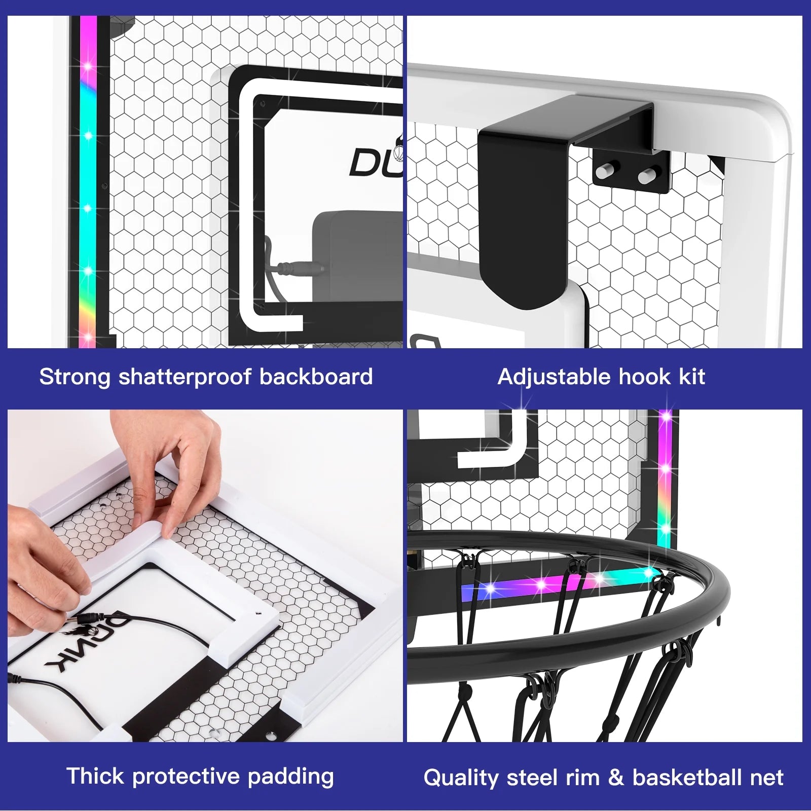 LED Lights Easy Install Toy Sports Equipment with Basketball Hoop, Multicolor